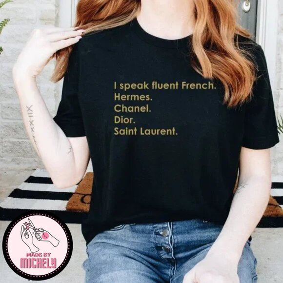 I speak fluent French designer Black T-shirt - Picture 2 of 5